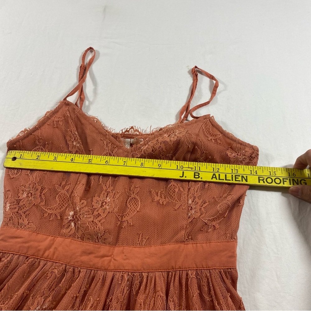 Elegant Lace Dress in Coral Small women’s dress mini adjustable straps Boho - Picture 7 of 7